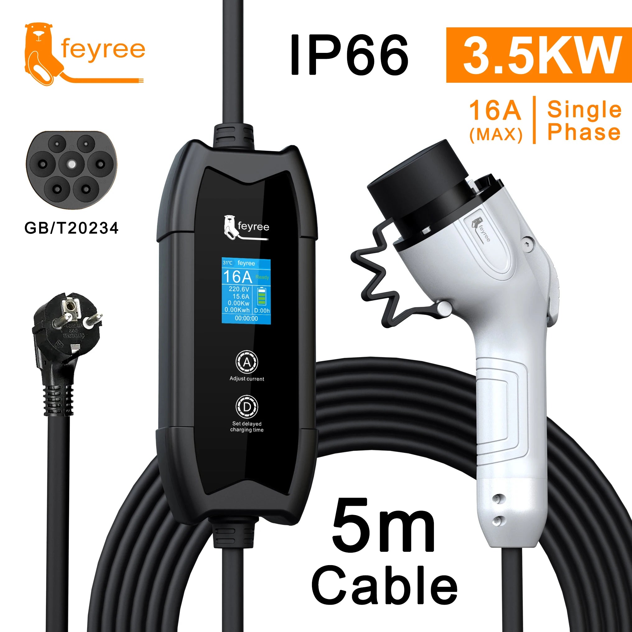 Portable EV Charger 3.5kW Level 2 Electric Vehicle Car Charging Cable - 21