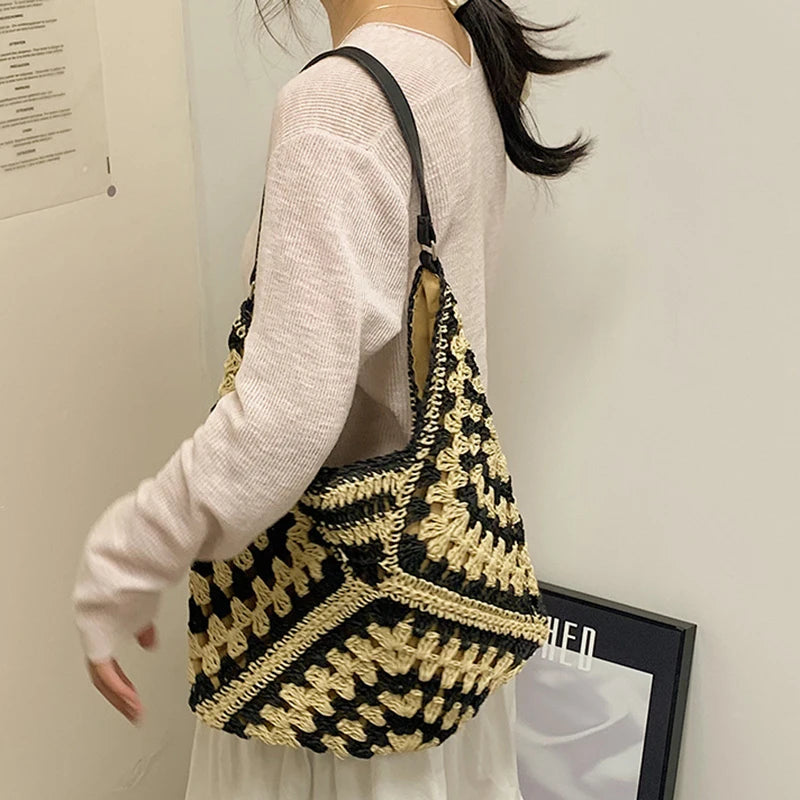 Luxury Woven Straw Beach Bag