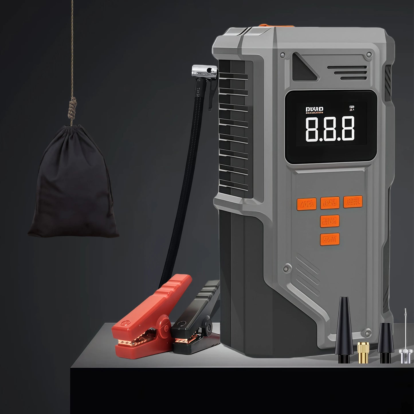 Portable Car Jump Starter with 10.2 Bar Tire Inflator & Emergency Pump