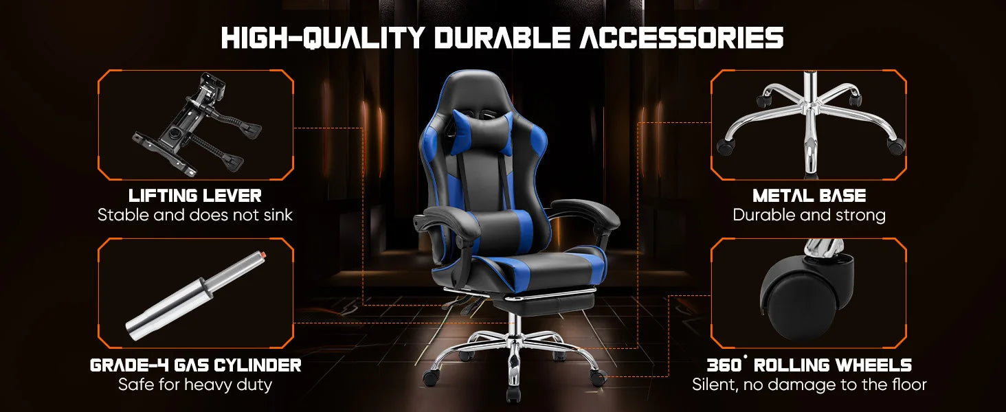Ergonomic Racing Gaming Chair - Adjustable PU Leather Office Computer Chair - 11