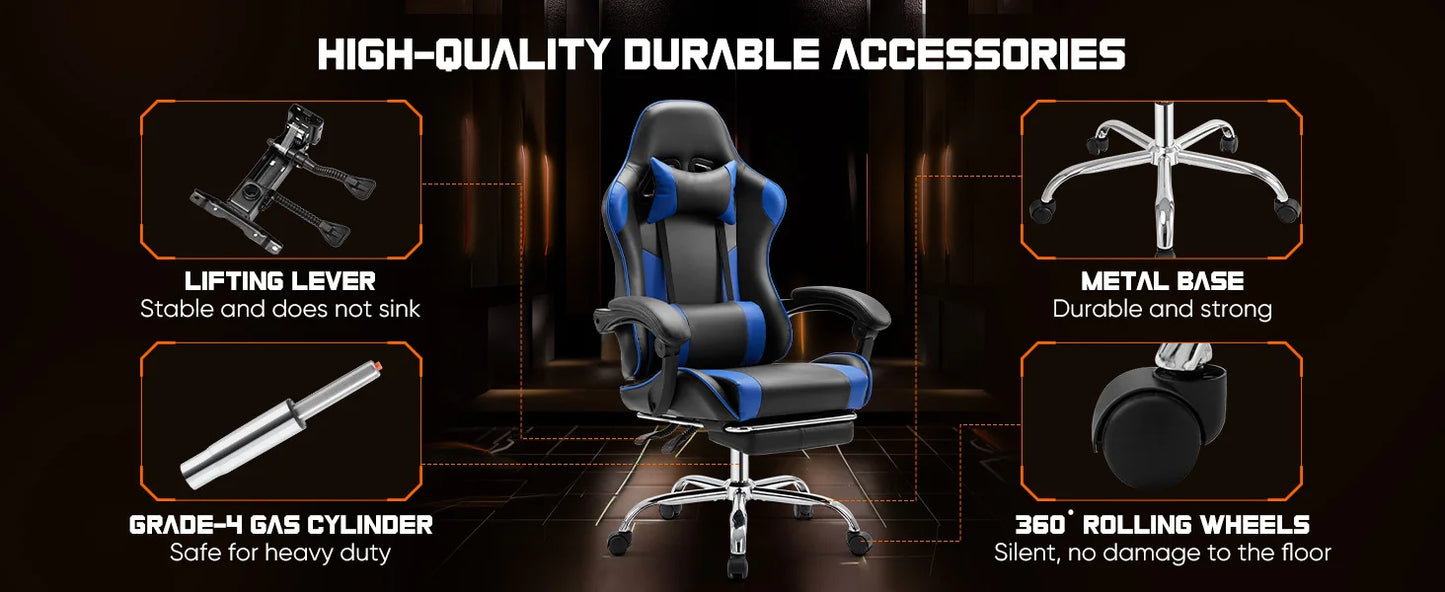 Ergonomic Racing Gaming Chair - Adjustable PU Leather Office Computer Chair