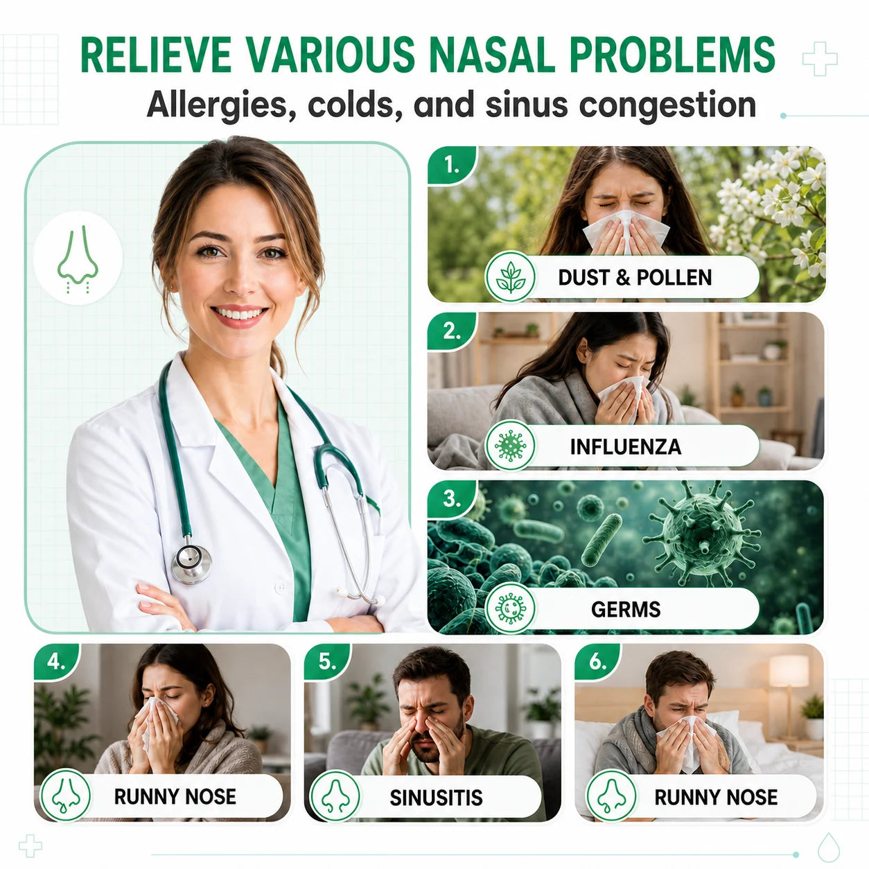 Portable Electric Nasal Irrigator - Rechargeable Sinus Rinse Machine - 6