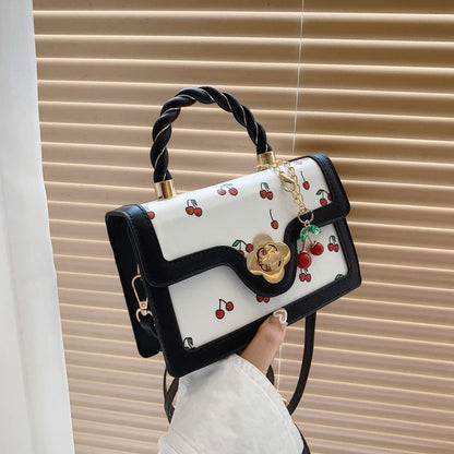 Luxury Cherry Print Square Bag