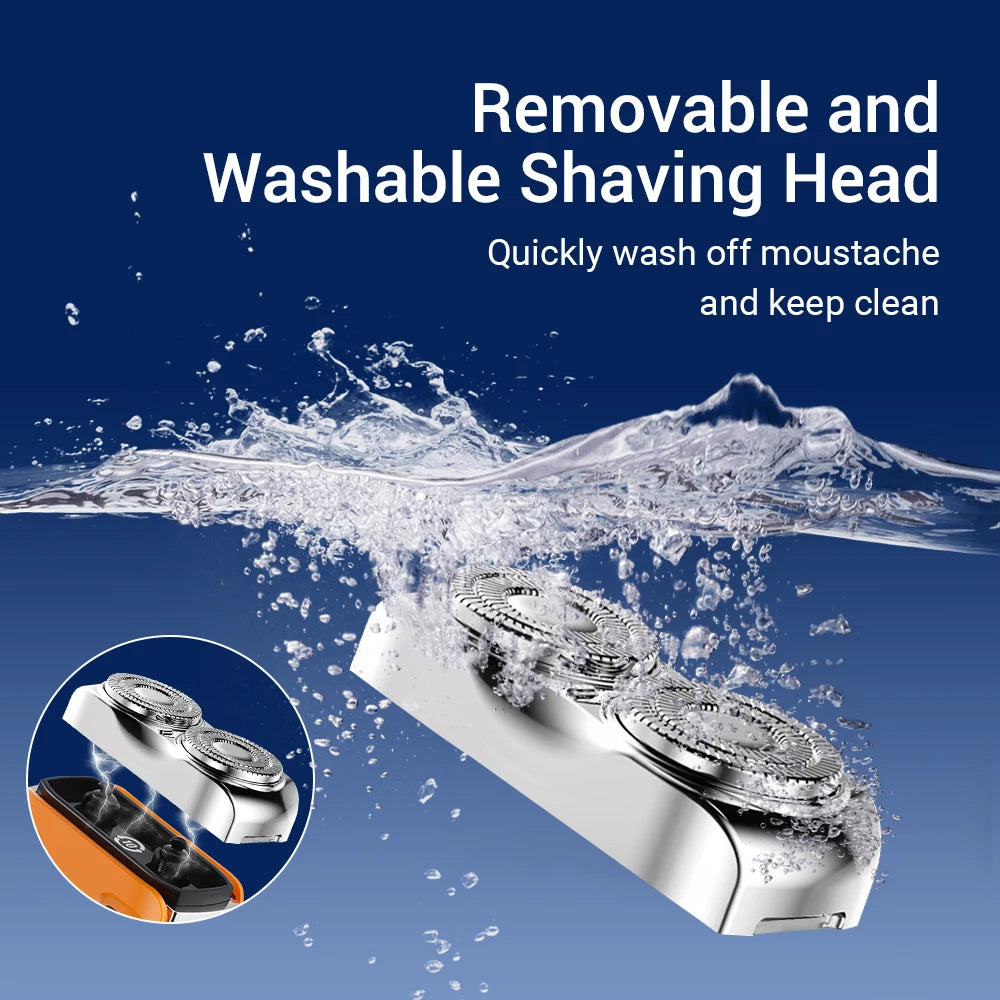 Portable Electric Rotary Shaver - Mini Travel Beard Trimmer with LED Display