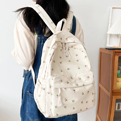 Luxury Floral Nylon School Backpack
