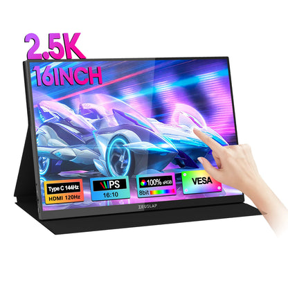 16" 2.5K 144Hz Portable Touchscreen Monitor - QHD IPS Travel Display