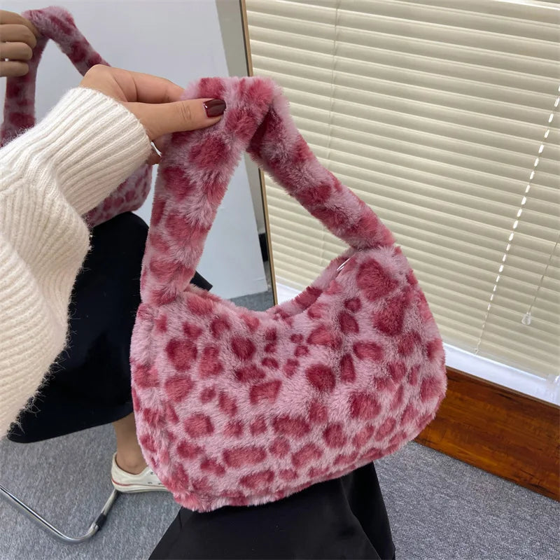 Luxury Plush Leopard Handbag
