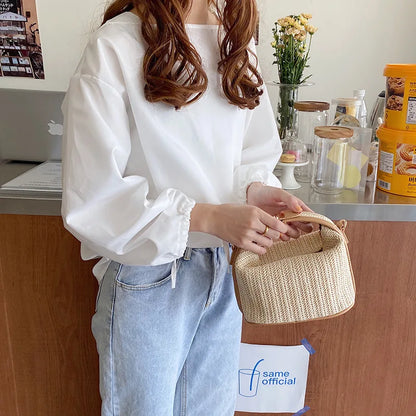 Luxury Woven Straw Bucket Bag