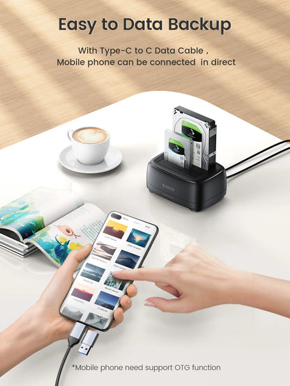 Dual-Bay HDD/SSD Docking Station with Offline Clone & USB 3.0/Type-C