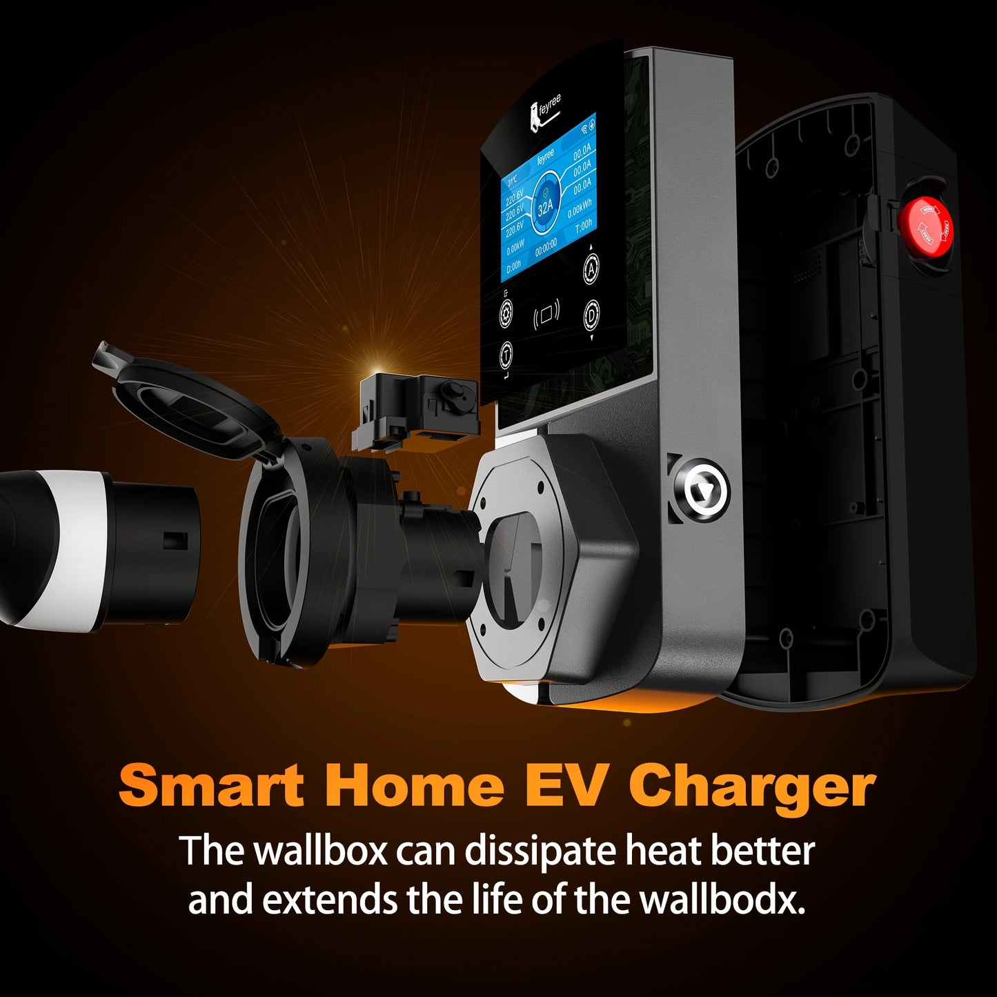 22KW Smart EV Wallbox Charger - WiFi App Control & Weatherproof EVSE