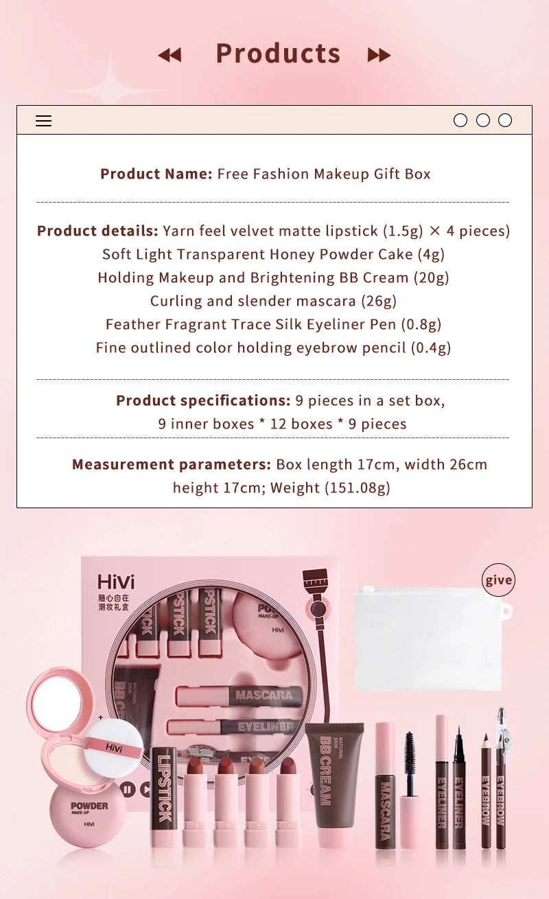 Professional All-in-One Makeup Gift Set - Lipsticks, BB Cream & Essentials