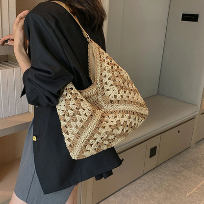 Luxury Woven Straw Beach Bag