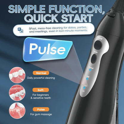Portable Electric Water Flosser with 3 Modes and 6 Jet Tips for Deep Teeth Cleaning