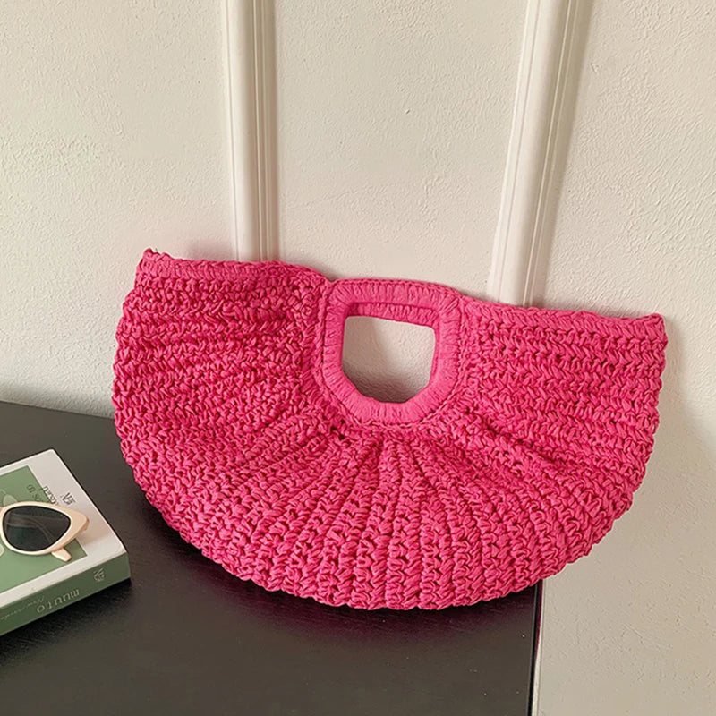 Luxury Half-Moon Straw Tote