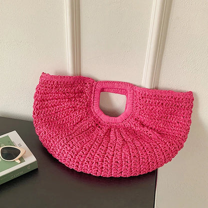 Luxury Half-Moon Straw Tote