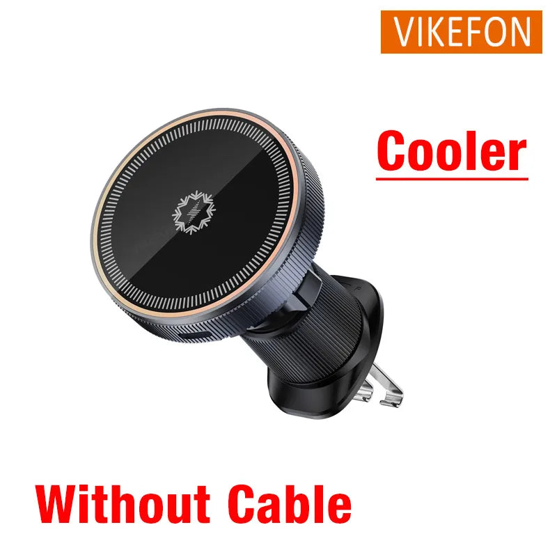 Magnetic Wireless Car Charger with Cooling Fan - 15W Fast Phone Mount - 17
