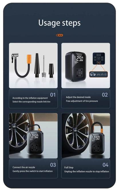 Portable Wireless Car Tire Inflator & Electric Air Pump