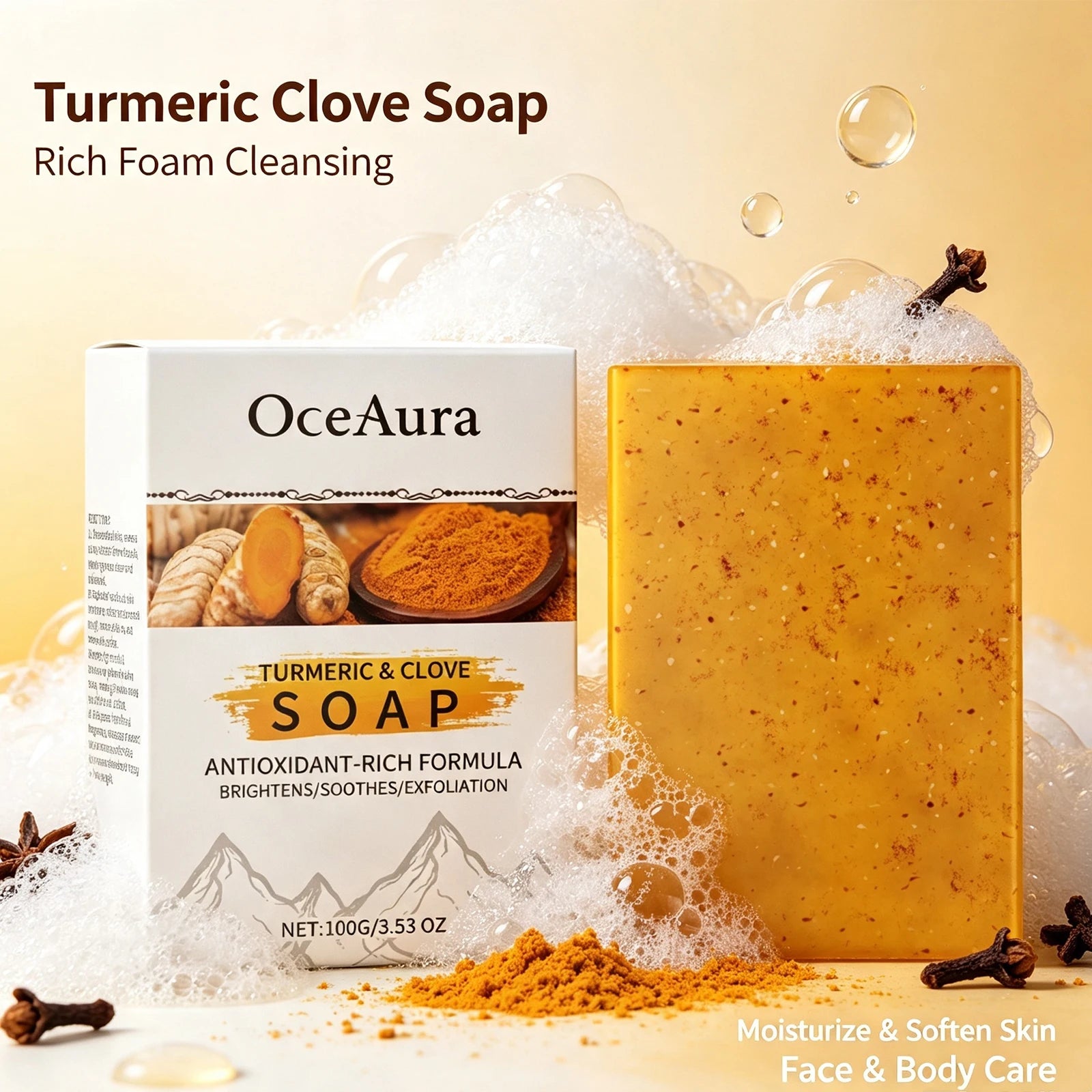 Turmeric & Clove Antioxidant Brightening Soap Bar for Face & Body - 6
