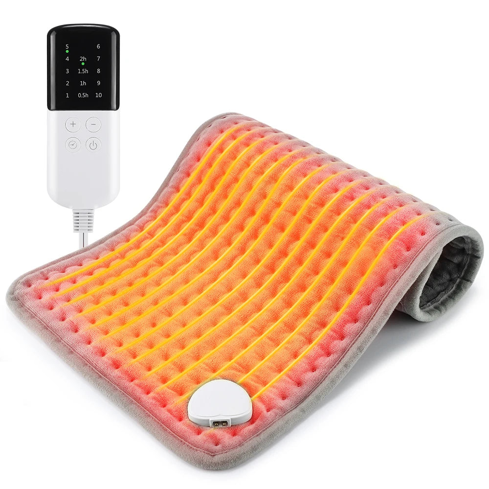 Electric Heating Pad for Pain Relief - 10 Heat Settings & 4 Timer Modes, 30x60cm