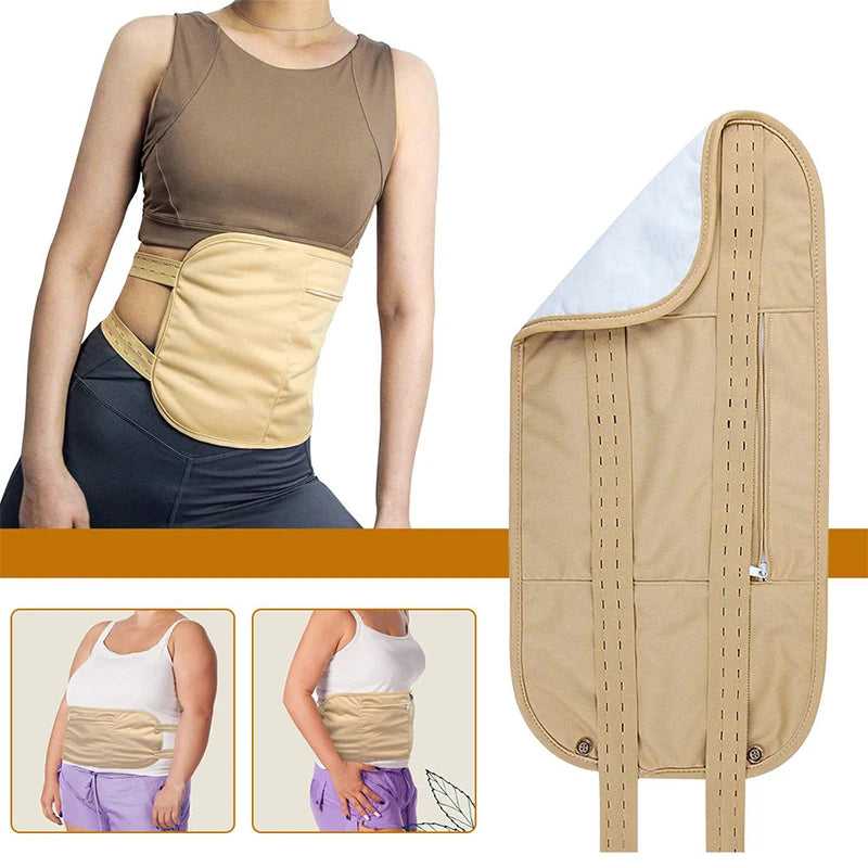 Reusable Castor Oil Pack Wrap - Adjustable Compression Waist Support Band