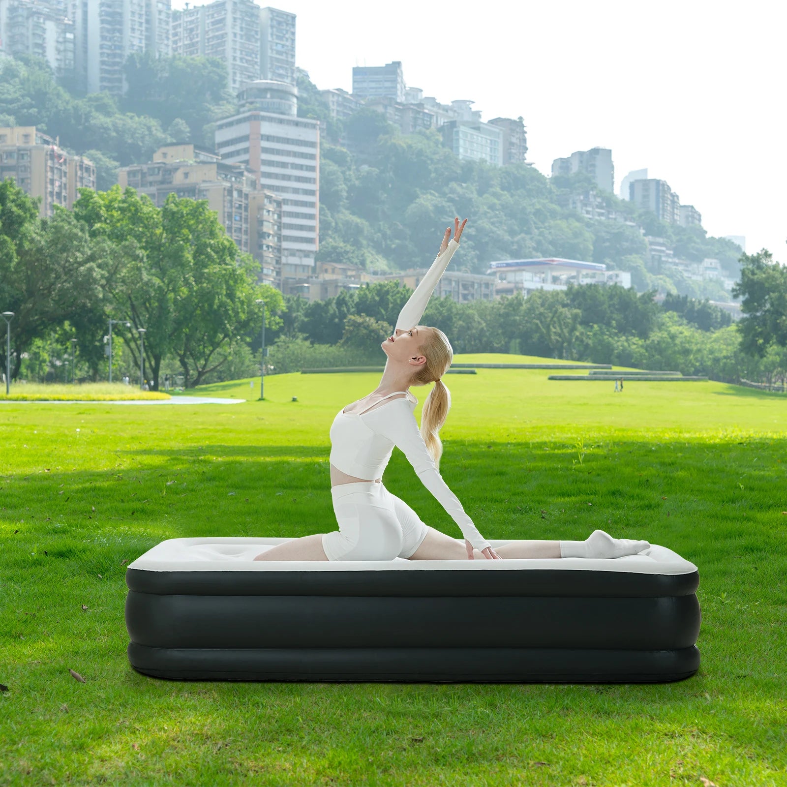 Premium Queen Size Air Mattress with Built-in Electric Pump & Flocked Top - 12