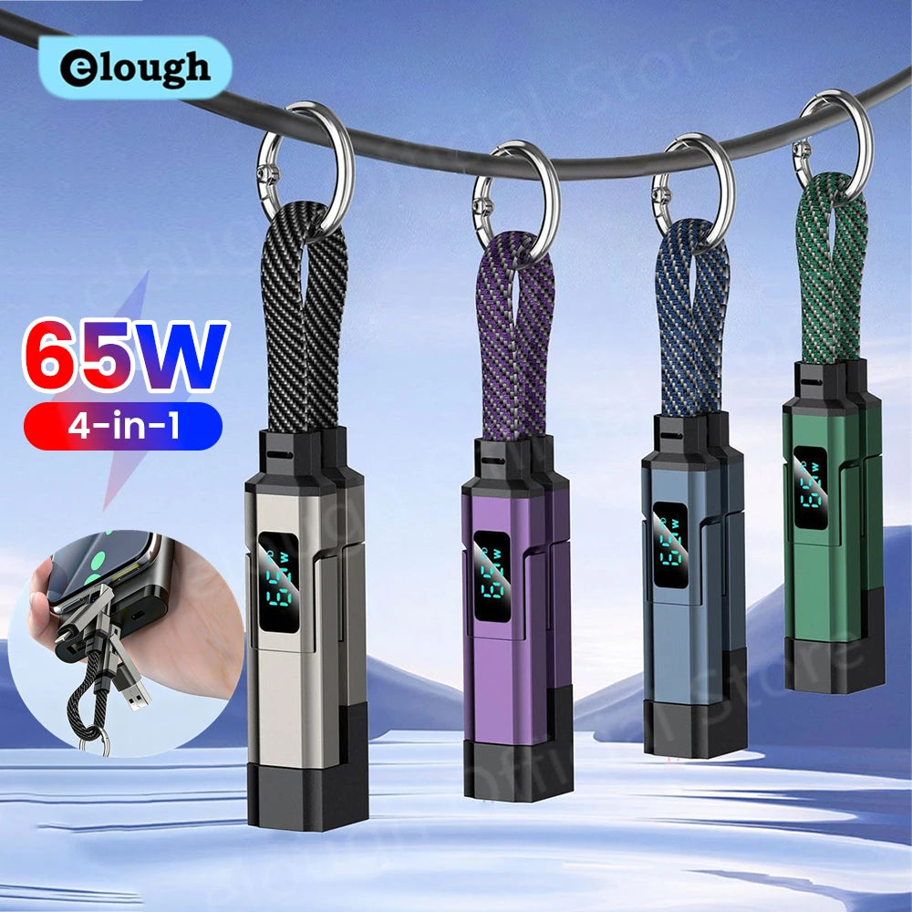 4-in-1 Fast Charging Cable with Digital Display - USB-C & Lightning Cord