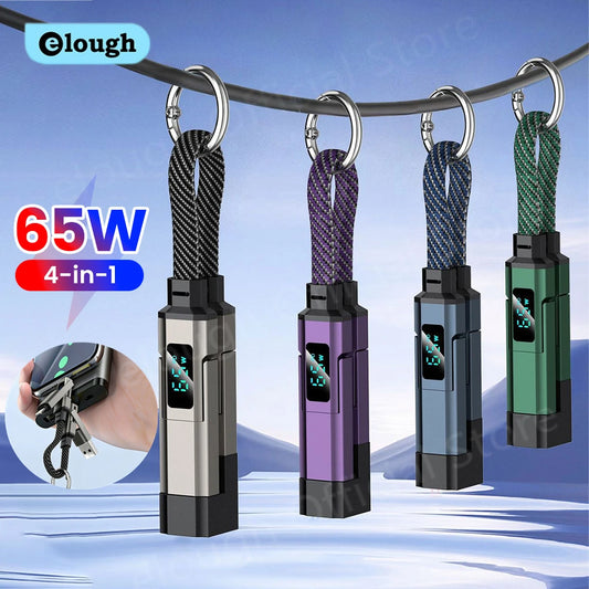 4-in-1 Fast Charging Cable with Digital Display - USB-C & Lightning Cord