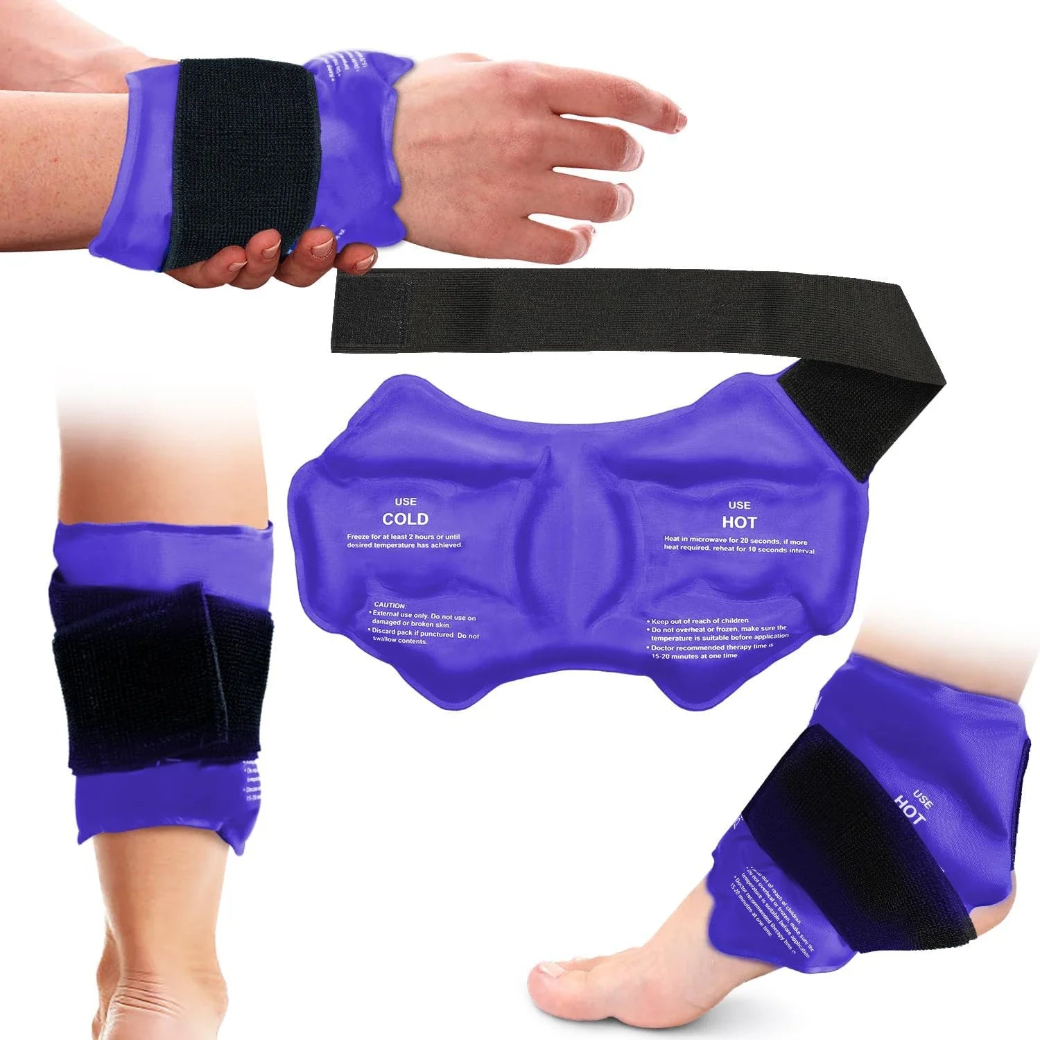 Ankle Ice Pack Wrap for Sports Injuries - Hot & Cold Therapy Support - 14