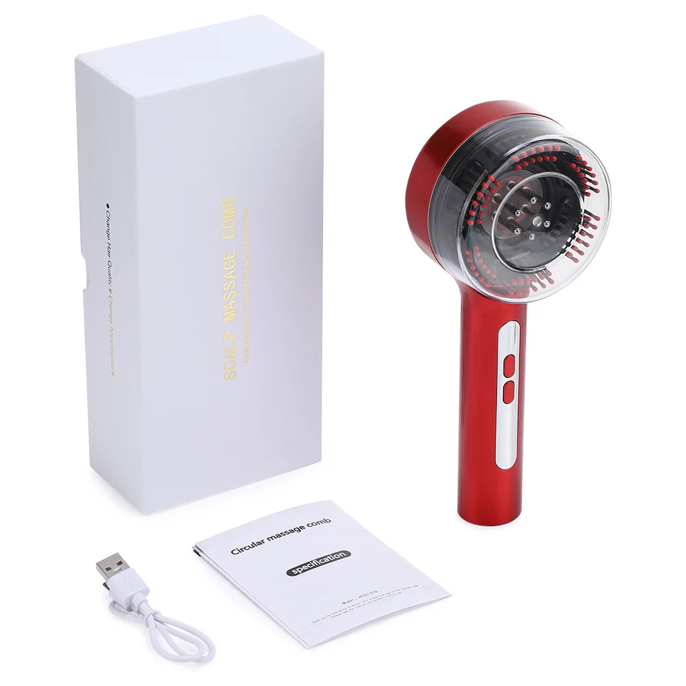 Electric Scalp Massager Comb with LED Light Therapy & Liquid Applicator - 14