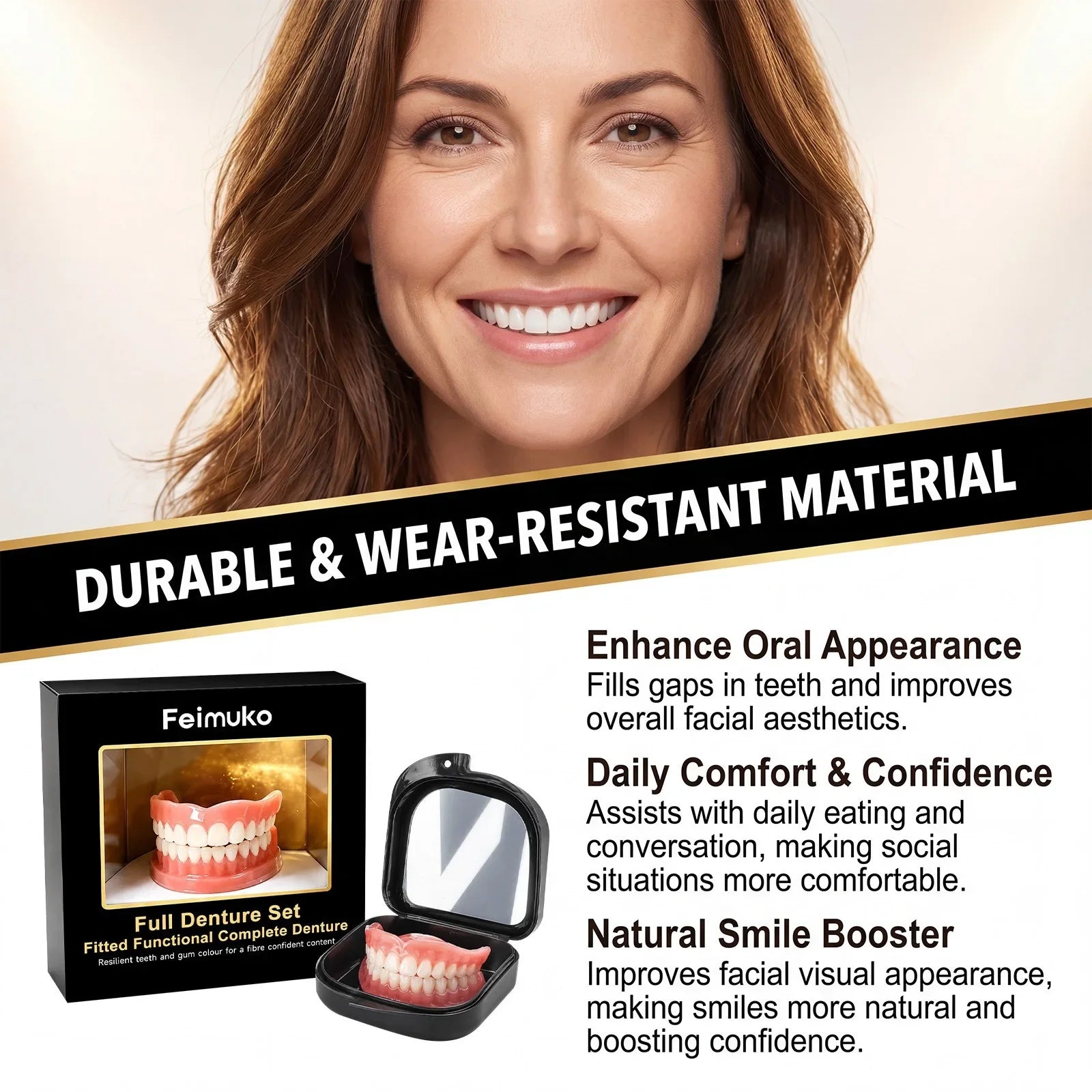Custom Silicone Upper & Lower Denture Set for Natural Smile & Comfort - 4
