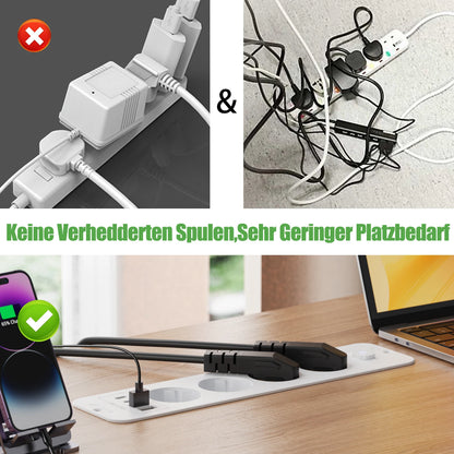 Retractable Desktop Power Strip with 4/6 AC Outlets, USB-C & PD 20W Fast Charge