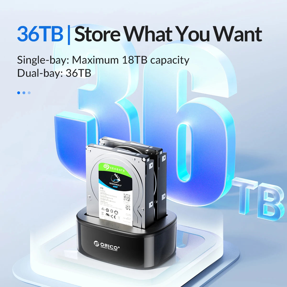 Dual-Bay Hard Drive Docking Station for 2.5/3.5" HDD & SSD USB 3.0