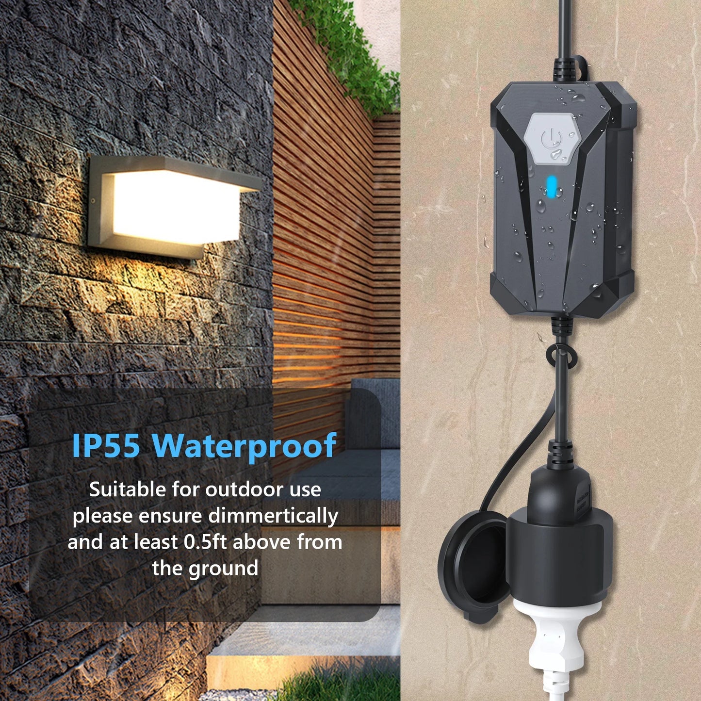 Smart WiFi Outdoor Dimmer Plug with Remote for String Lights