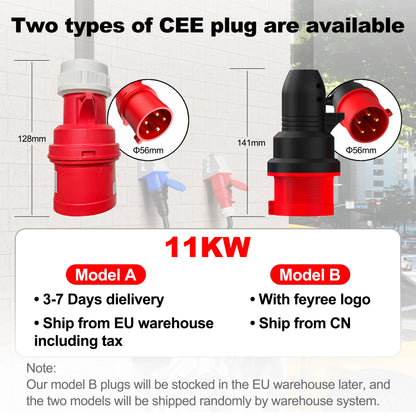 11KW Portable EV Charger Type 2, Wi-Fi App Control, 16A Fast Charging