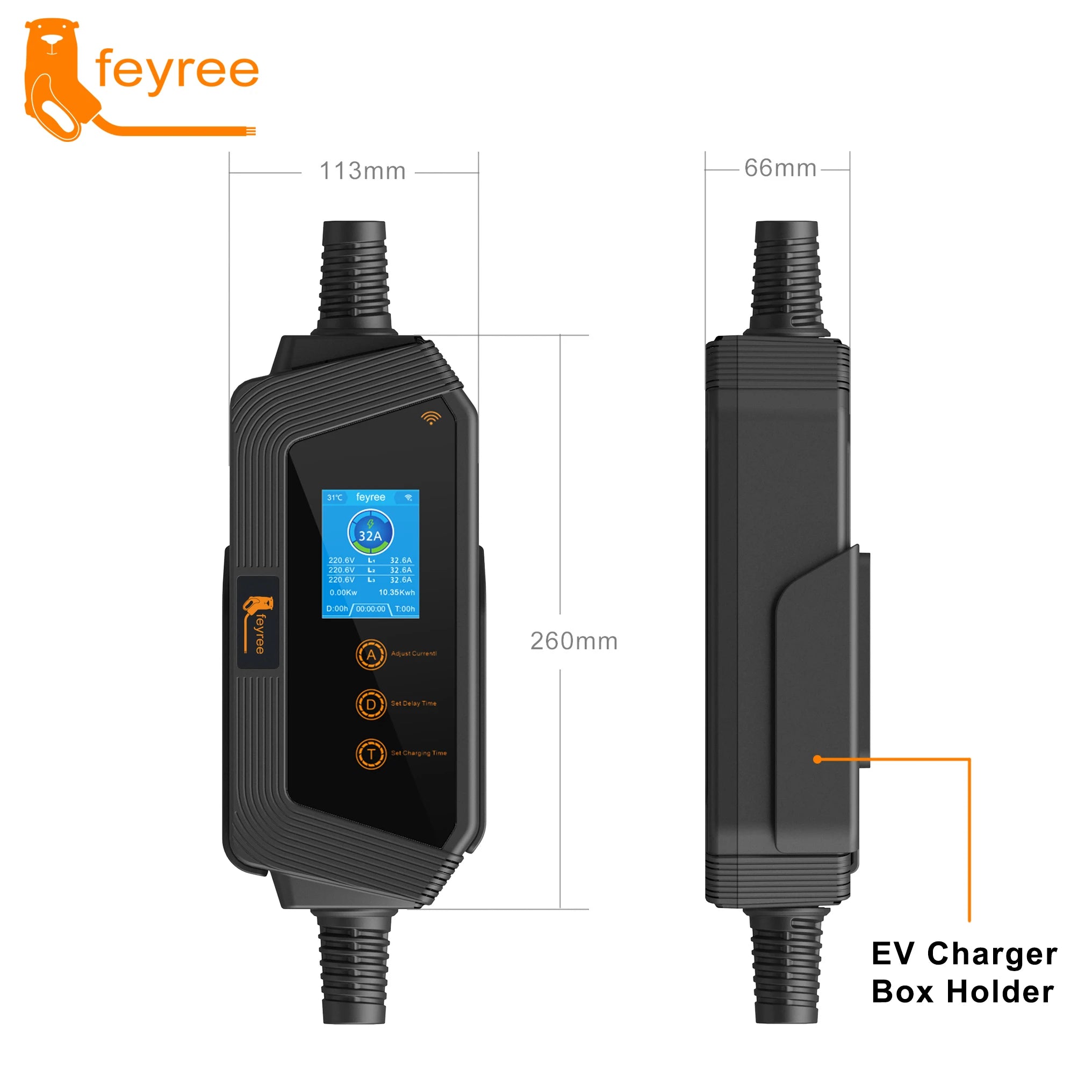 22KW 3-Phase Portable Type 2 EV Charger with App Control & Wi-Fi - 28