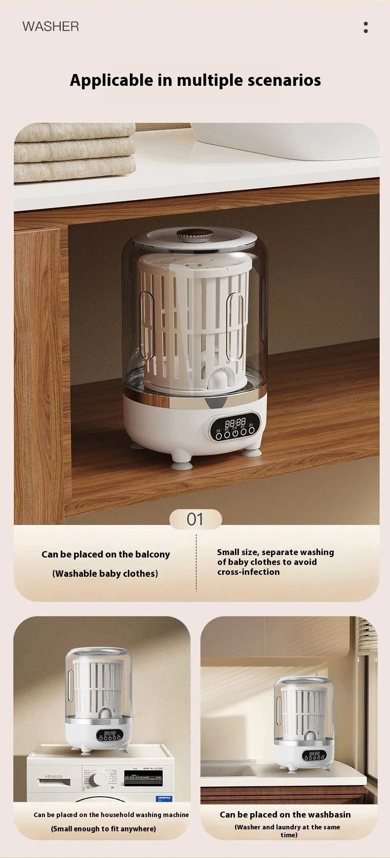 3L Portable Mini Washing Machine for Socks & Underwear | USB-C