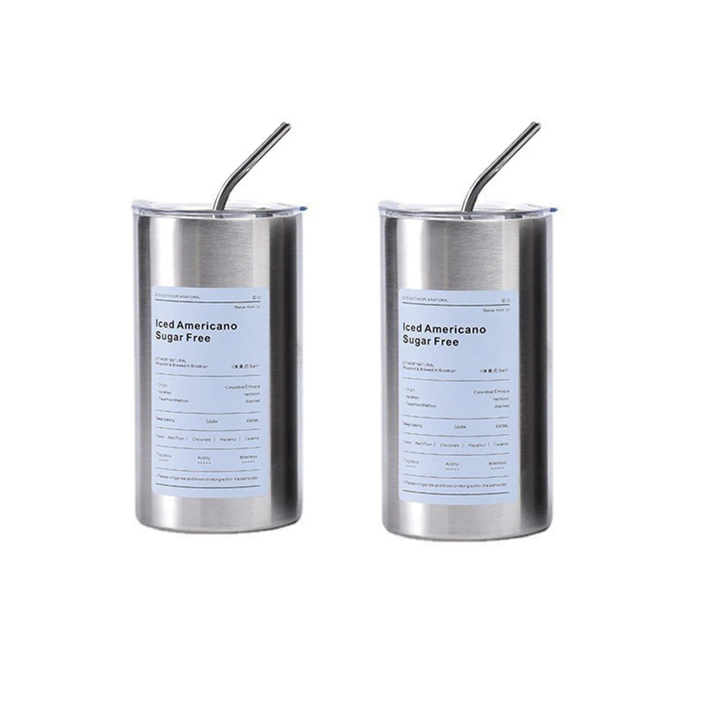600ml Insulated Stainless Steel Coffee Mug with Straw – Portable Travel Cup - 11