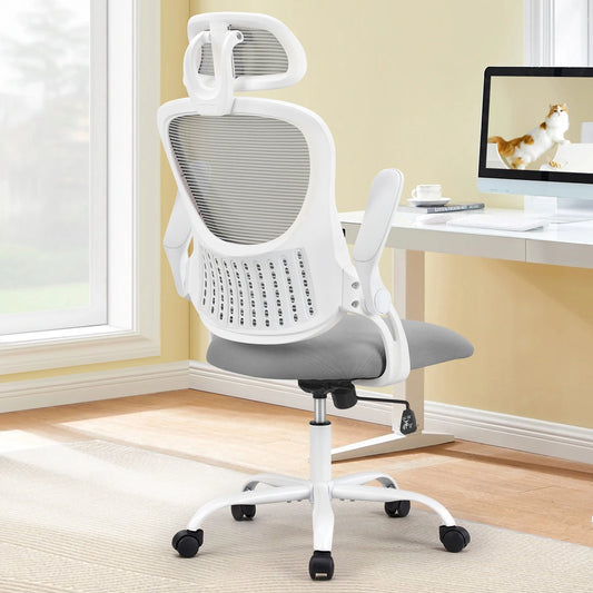 Ergonomic Mesh Office Chair with Adjustable Headrest & Flip-Up Arms