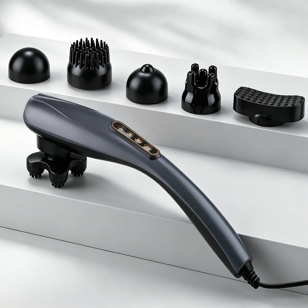 Deep Tissue Handheld Percussion Body Massager with 6 Interchangeable Heads - 16