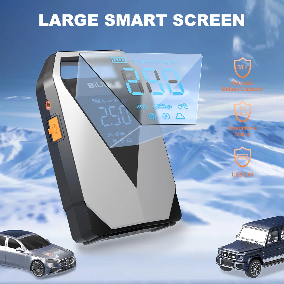 Portable 1500A Car Jump Starter with 150PSI Air Compressor & Power Bank - 6