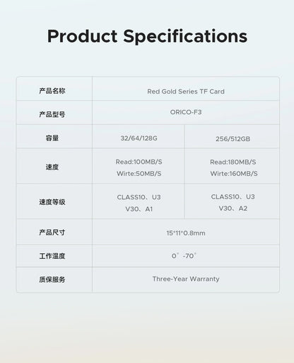 ORICO 256GB Micro SD Card - Ultra-Fast 4K UHD V30 Memory for Dash Cams & Drones