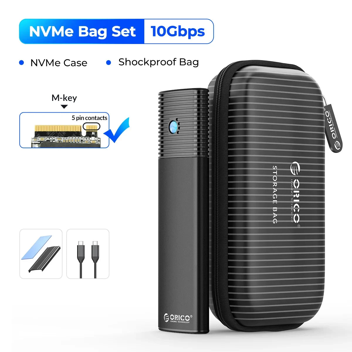 10Gbps M.2 NVMe SSD Enclosure Tool-Free Aluminum Case for 2280/2230 SSD