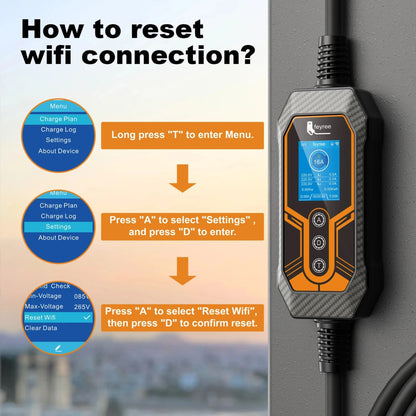 11KW Type 2 Portable EV Charger - 3 Phase Smart WiFi Charging Station