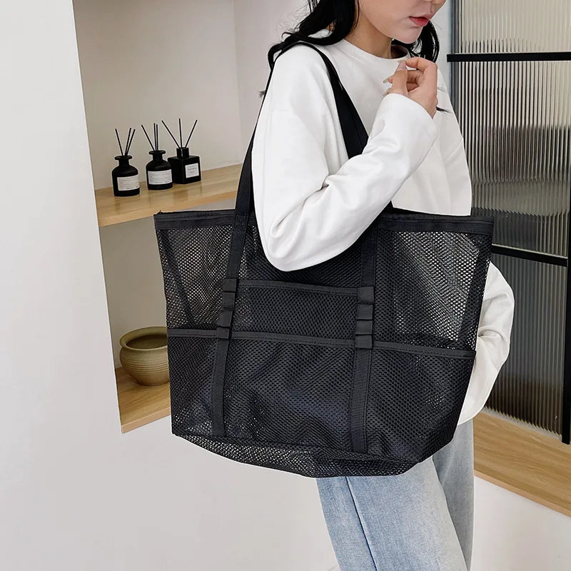 Luxury Canvas Mesh Beach Tote