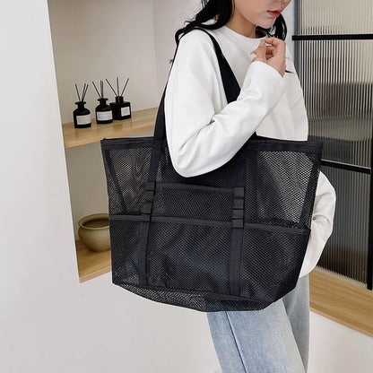 Luxury Canvas Mesh Beach Tote