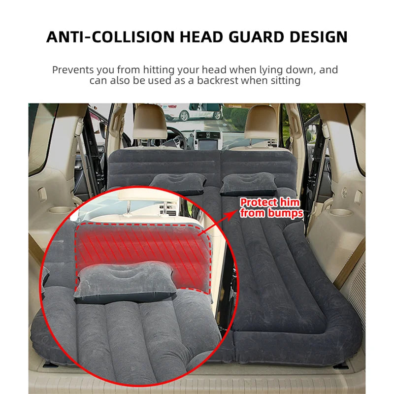Universal Inflatable Car Air Mattress - Travel Bed & Portable Camping Mat with Pillows