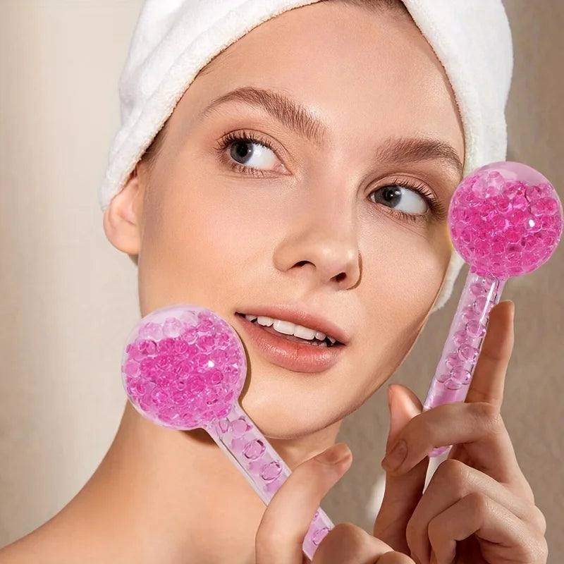 2Pcs Cooling Facial Ice Globes - Cold Roller Massager for Face & Eyes, Puffiness Relief - 1