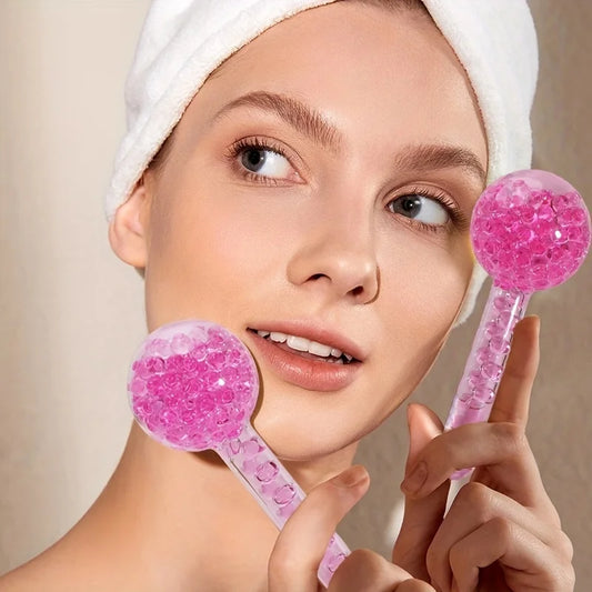 2Pcs Cooling Facial Ice Globes - Cold Roller Massager for Face & Eyes, Puffiness Relief