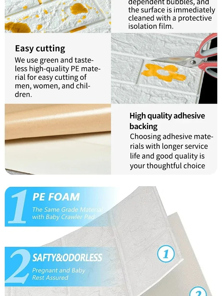 Waterproof 3D Peel & Stick Brick Wall Panels