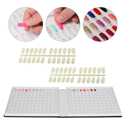 160 Colors Nail Swatch Book & False Nail Tips Display Chart